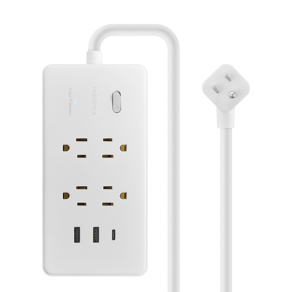 Insignia 4-Outlet 3-Port Surge Protector Strip with 6-Foot Cord: $24.99