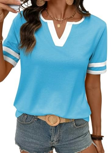 Shewin Women's V-Neck Colorblock T-Shirt: $16.98 Shewin Women's V-Neck Colorblock T-Shirt: $16.98