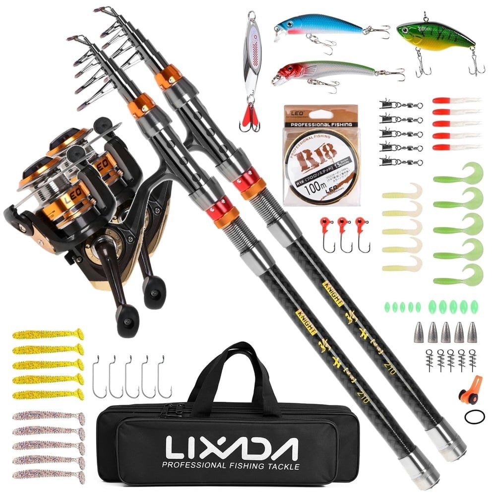 Blusea Carbon Fiber Telescopic Fishing Rod and Reel Combo 2-Pack: $69.99