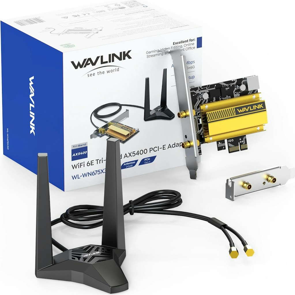 Wavlink AXE5400 PCIe WiFi 6E Card w/ Bluetooth 5.3: $26
