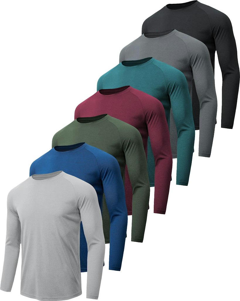 Men's Long Sleeve Quick Dry T-Shirt 7-Pack: $30 w/ Prime