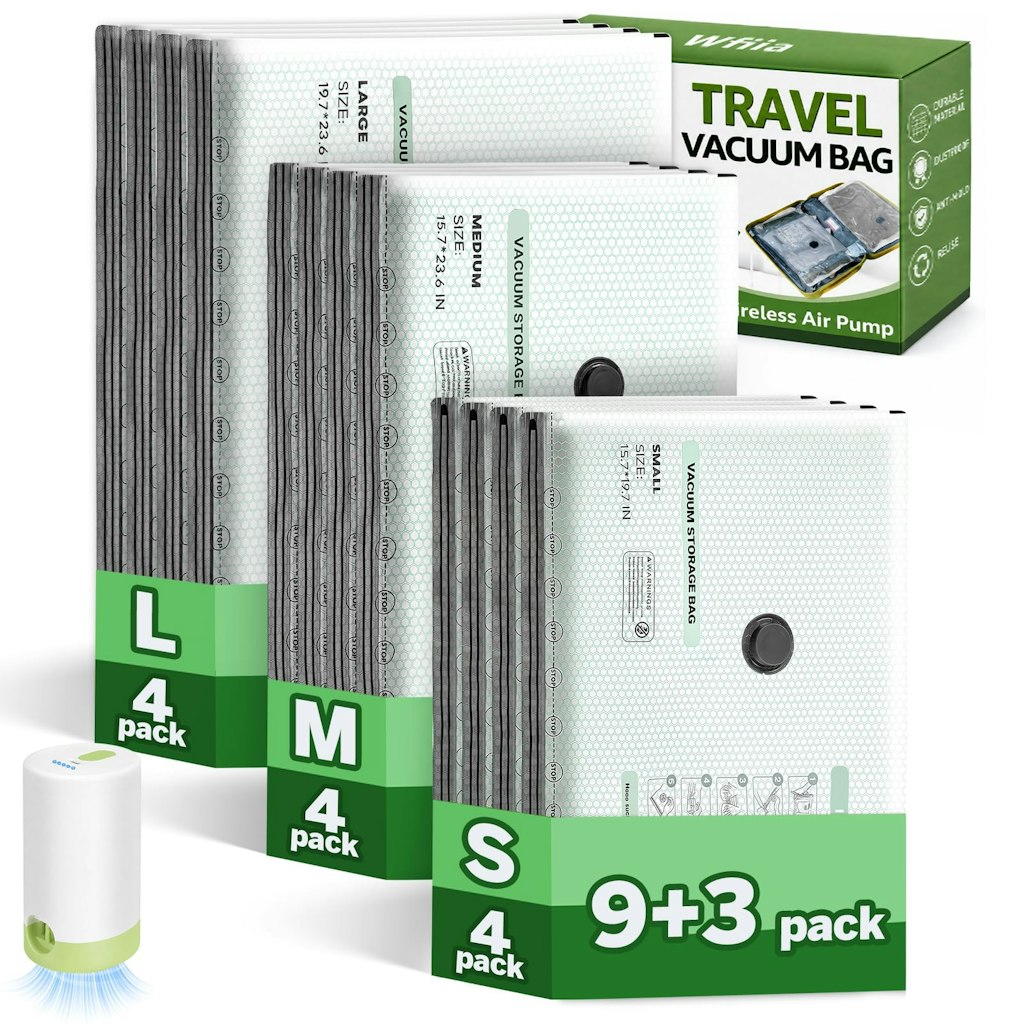 Wfiia 9+3 Pack Vacuum Storage Bags: $9.99