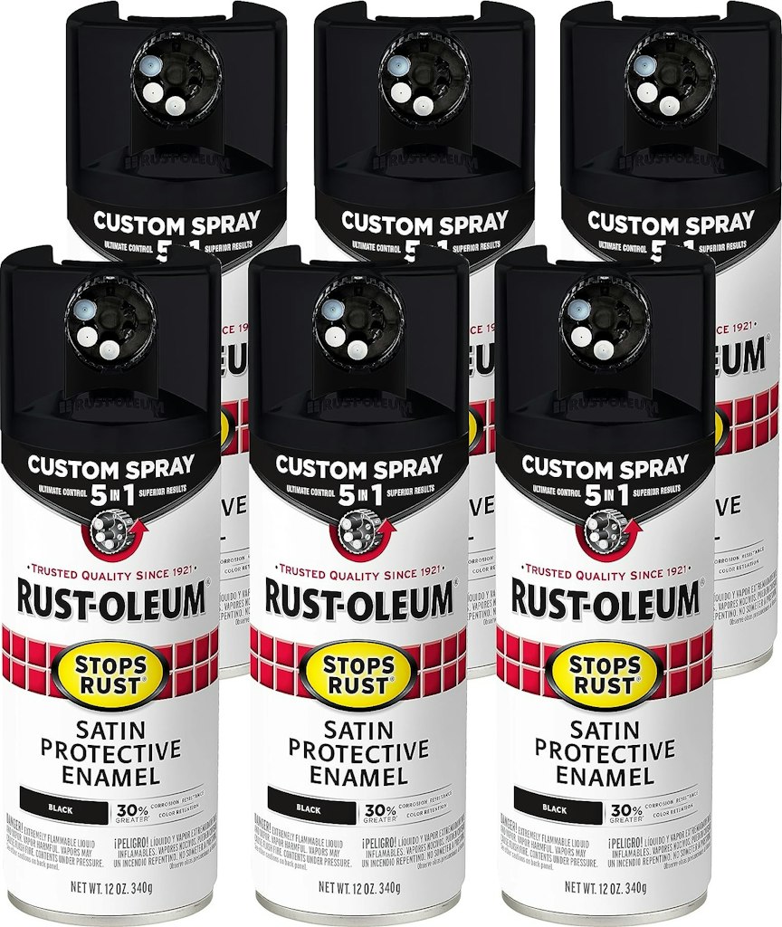 Rust-Oleum Stops Rust Custom 5-in-1 Satin Black Spray Paint 6-Pack: $27