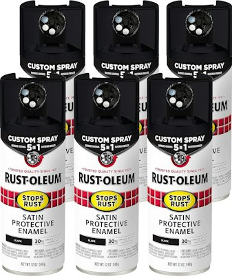 Rust-Oleum Stops Rust Custom 5-in-1 Satin Black Spray Paint 6-Pack for $27 + free shipping