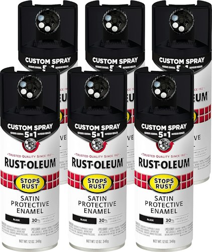 Rust-Oleum Stops Rust Custom 5-in-1 Satin Black Spray Paint 6-Pack for $27 + free shipping