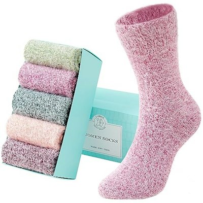 Sisosock Women's Fuzzy Socks 5-Pair Pack for $7 + free shipping w/ Prime