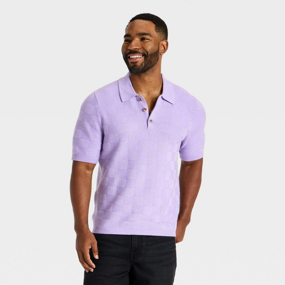 Goodfellow & Co Men's Checker Texture 3-Button Sweater Polo: $35 Goodfellow & Co Men's Checker Texture 3-Button Sweater Polo: $35