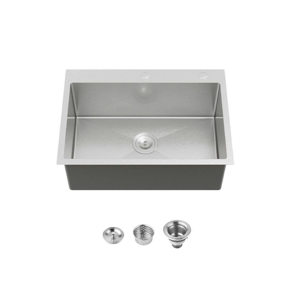 27-Inch Drop-In/Undermount Single Bowl Stainless Steel Kitchen Sink: $313.24