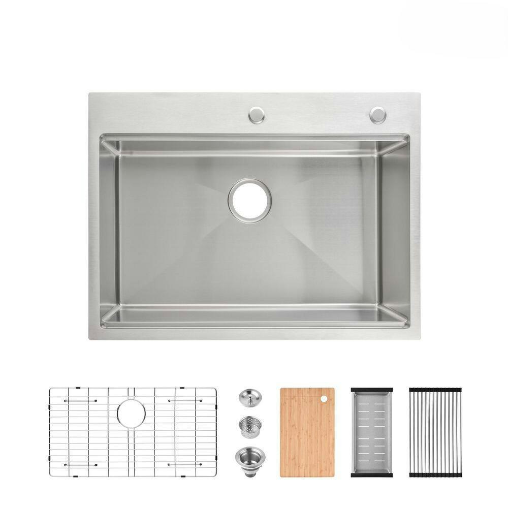 30-Inch Single Bowl Stainless Steel Kitchen Sink with Accessories: $303.22