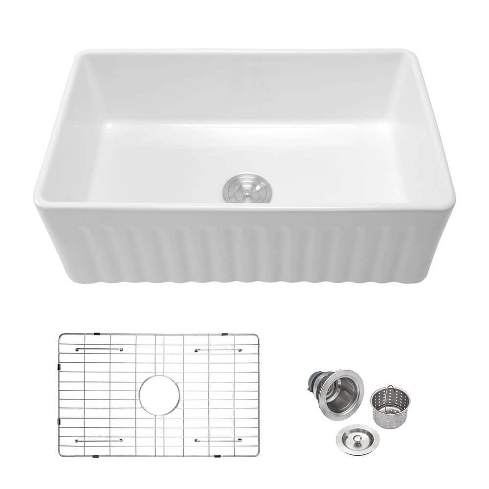 33-Inch Single Bowl Ceramic Kitchen Sink: $305.68