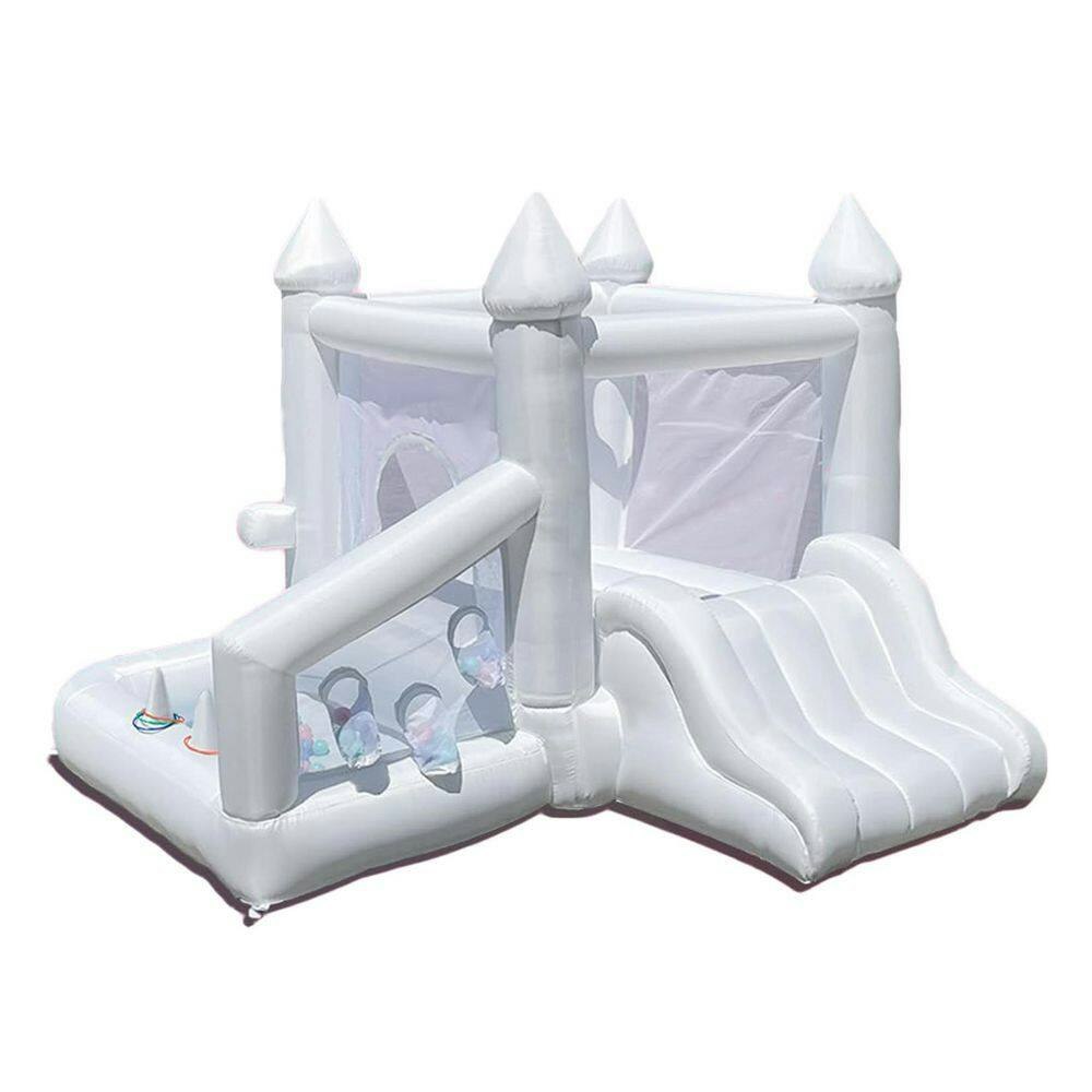 White Bounce House with Slide, Basketball Rim, and Ball Pit: $452.58 White Bounce House with Slide, Basketball Rim, and Ball Pit: $452.58
