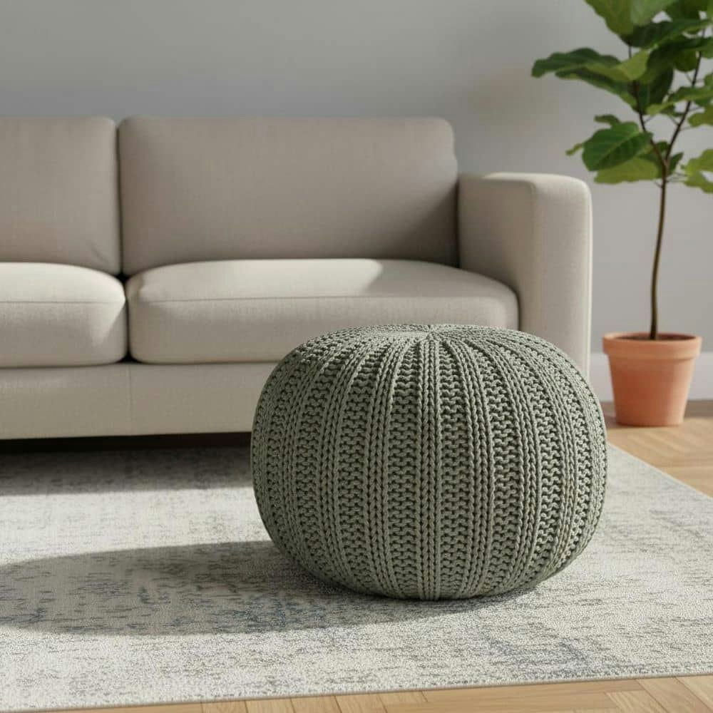 20-Inch Cotton Cable Knit Round Pouf Ottoman: $169.97 20-Inch Cotton Cable Knit Round Pouf Ottoman: $169.97