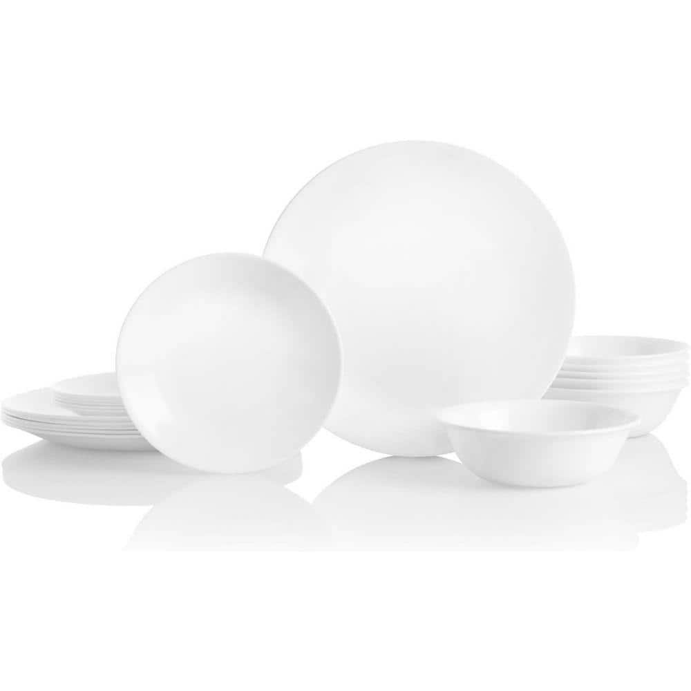 18-Piece Winter Frost White Triple Layer Glass Plate and Bowl Set: $152.99 18-Piece Winter Frost White Triple Layer Glass Plate and Bowl Set: $152.99