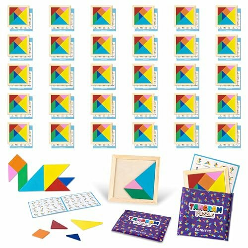 Bonnyco Wooden Tangram Puzzle 30-Pack: $17.84