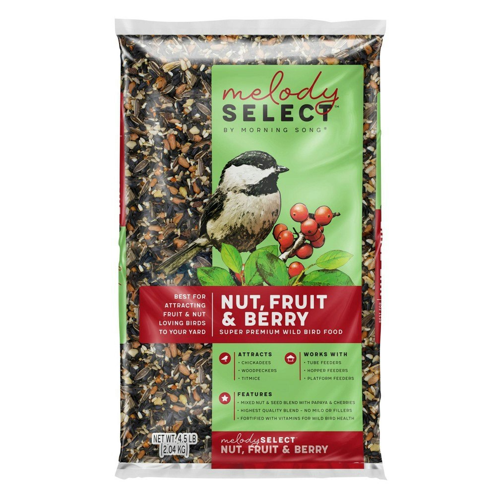 Melody Select 4.5lb Nut, Fruit, and Berry Wild Bird Food: $10.99 Melody Select 4.5lb Nut, Fruit, and Berry Wild Bird Food: $10.99