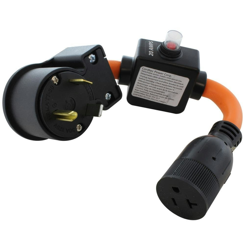 RV TT-30P to 15/20A Adapter Cord with 20A Breaker: $60.49