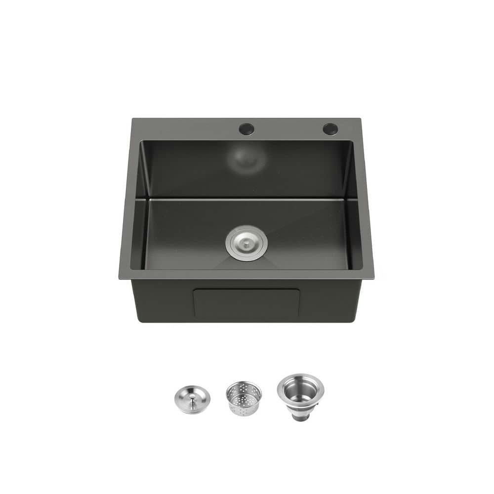 23-Inch Drop-In Single Bowl Stainless Steel Kitchen Sink: $199.69