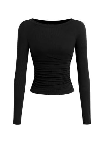 Prettygarden Women's Ribbed Ruched Long-Sleeve Shirt: $14.24 Prettygarden Women's Ribbed Ruched Long-Sleeve Shirt: $14.24