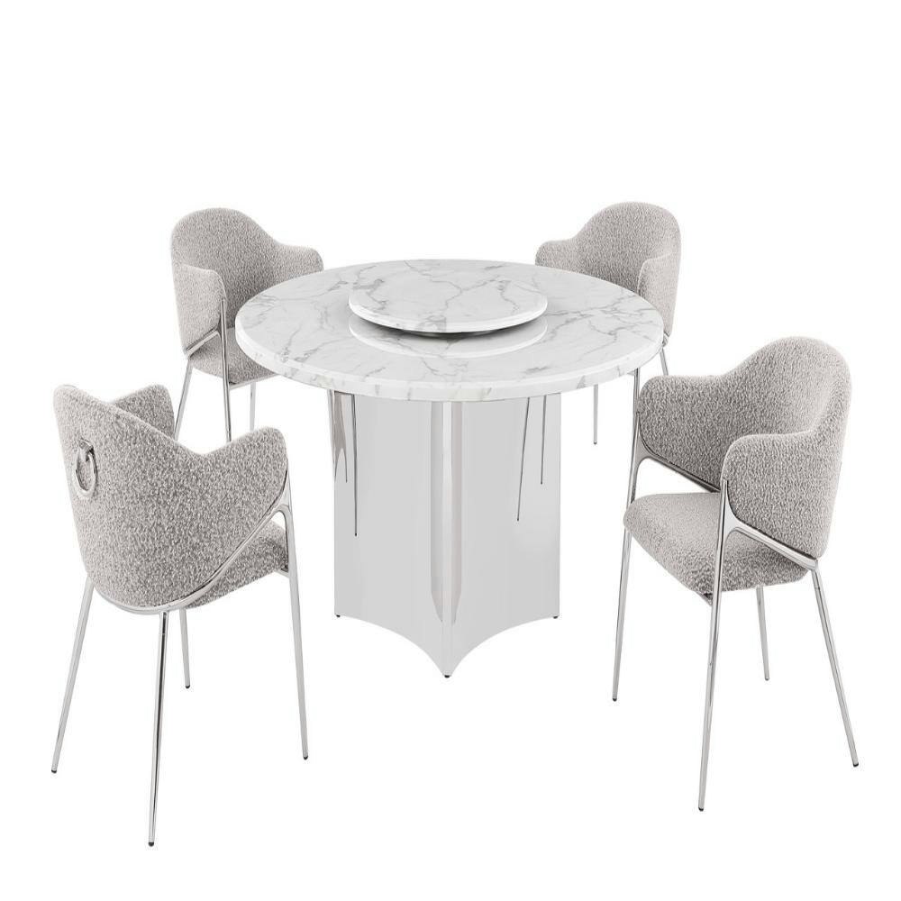 Fabi 5-Piece Round Marble Dining Set: $2,795 Fabi 5-Piece Round Marble Dining Set: $2,795