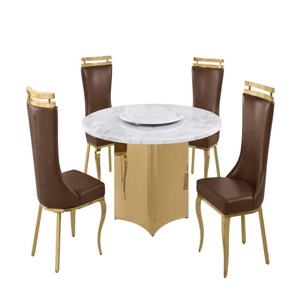 Camryn 5-Piece Round Marble Dining Set: $2,895 Camryn 5-Piece Round Marble Dining Set: $2,895
