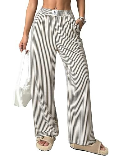 Evaless Women's Striped Wide Leg Lounge Pants: $17.98