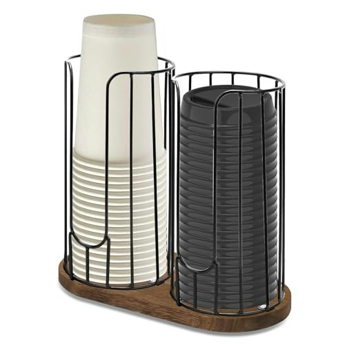 Tanggiteck 18oz 2-Compartment Coffee Cup and Lid Organizer: $23.79 Tanggiteck 18oz 2-Compartment Coffee Cup and Lid Organizer: $23.79