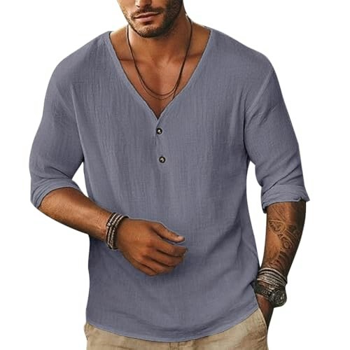 Rela Bota Men's Linen Henley Shirt: $21.15 Rela Bota Men's Linen Henley Shirt: $21.15
