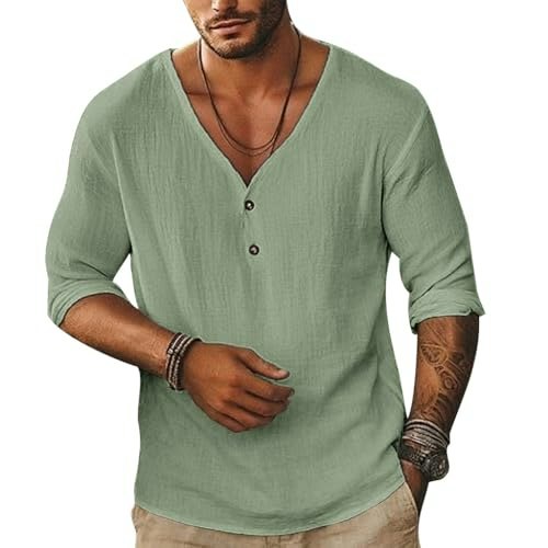 Rela Bota Men's Linen Henley Shirt: $19.03 Rela Bota Men's Linen Henley Shirt: $19.03