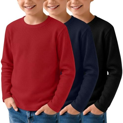 LessonZoo Boys Waffle Long Sleeve Shirts 3-Pack: $22.43 LessonZoo Boys Waffle Long Sleeve Shirts 3-Pack: $22.43