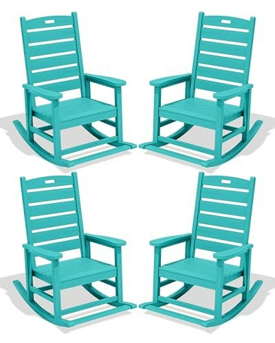 Serwall Outdoor HDPE Rocking Chair Set 4-Pack: $365.49
