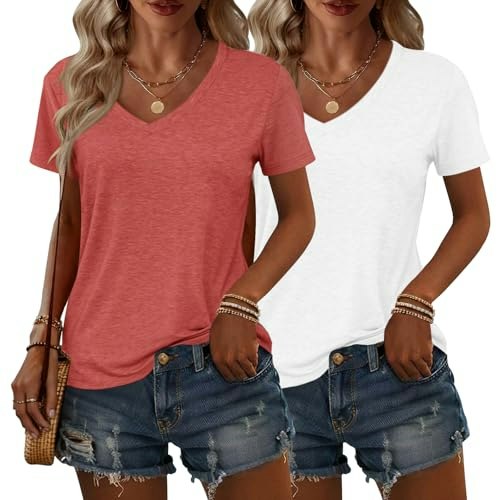 Aizhineng Women's V-Neck Short Sleeve Casual T-Shirt 2-Pack: $5.69 Aizhineng Women's V-Neck Short Sleeve Casual T-Shirt 2-Pack: $5.69