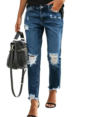 Sidefeel Women's High Waisted Distressed Boyfriend Jeans: $29.99 Sidefeel Women's High Waisted Distressed Boyfriend Jeans: $29.99