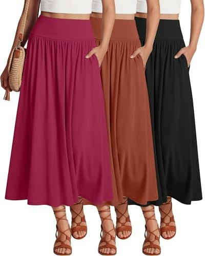 Ficerd Women's Maxi Long Skirt 3-Pack: $42.48