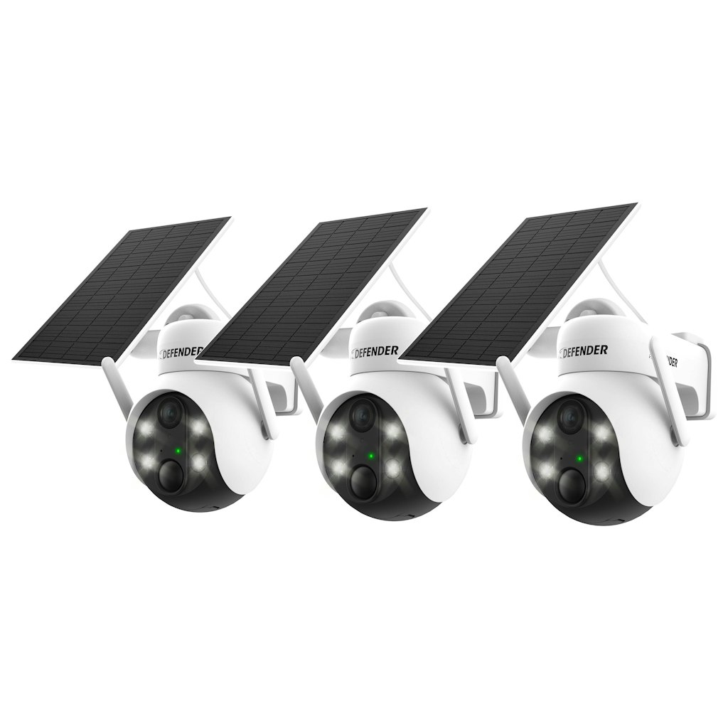 Defender 4K Wireless Solar-Powered PTZ Security Camera 3-Pack: $459.99