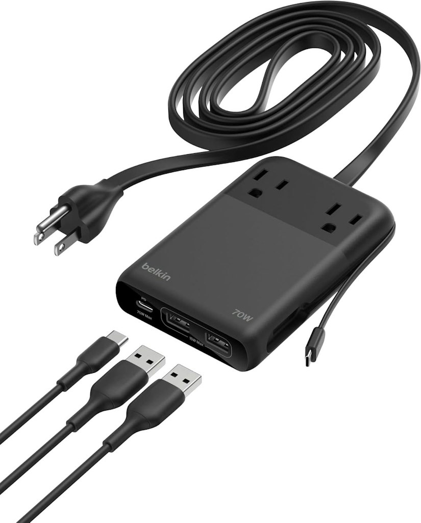 Belkin 70W 2-Outlet Charging Station with USB-A and USB-C Ports: $59.99
