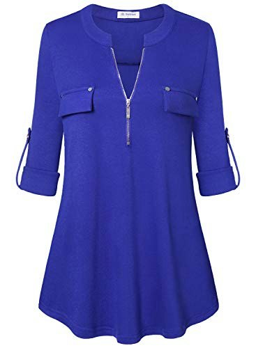 Bulotus Women's Striped V-Neck 3/4 Sleeve Blouse: $22.94