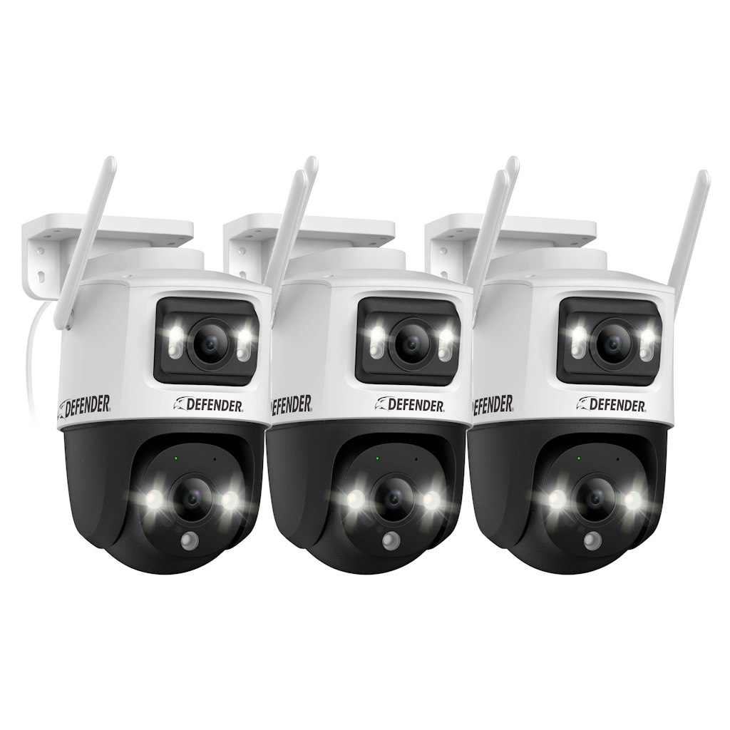 Defender Guard Pro 3K Dual Lens PTZ Wi-Fi 6 Security Camera 3-Pack: $199.99 Defender Guard Pro 3K Dual Lens PTZ Wi-Fi 6 Security Camera 3-Pack: $199.99
