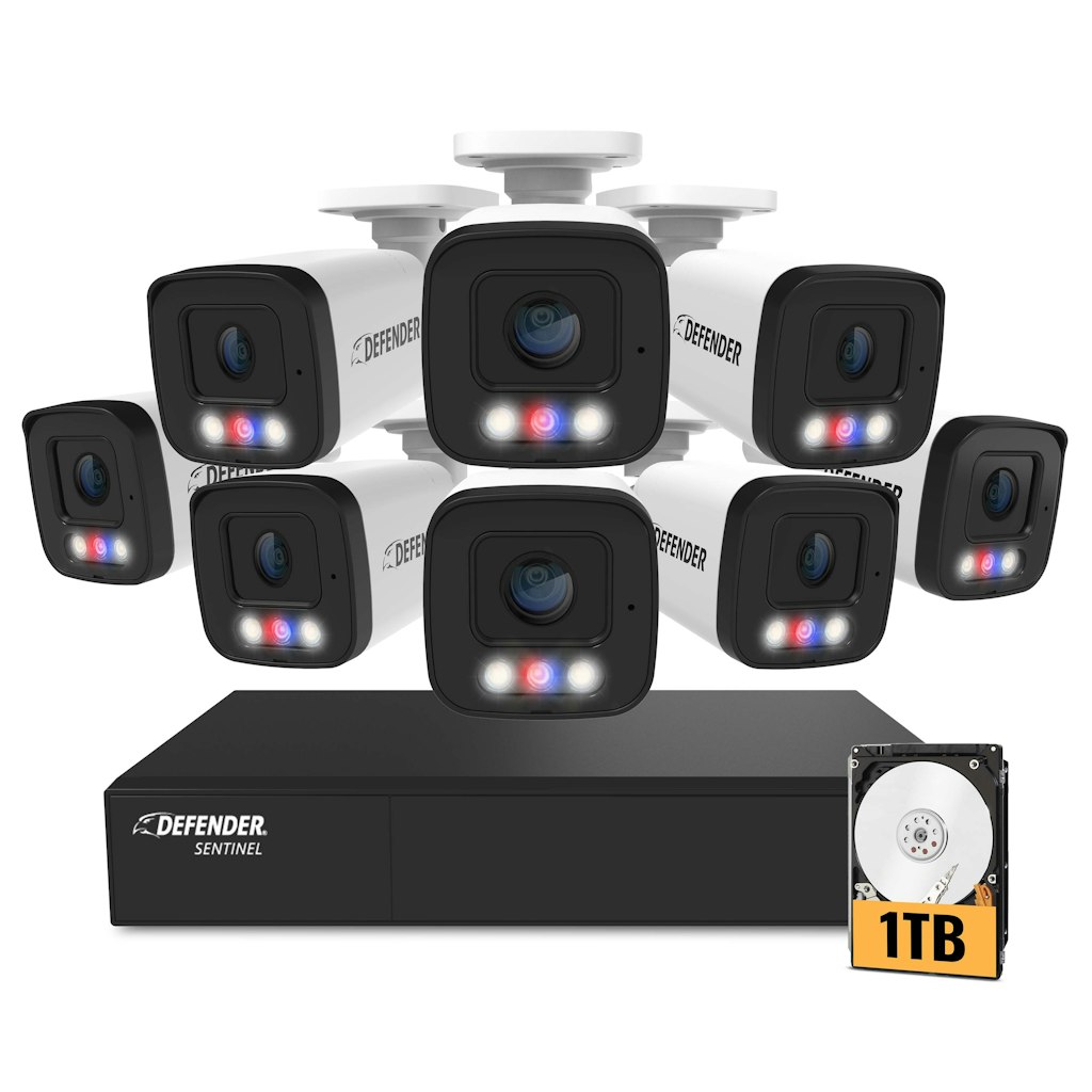 Defender Sentinel 8-Channel 4K PoE NVR Security System with 8 Cameras and 1TB HDD: $559.99 Defender Sentinel 8-Channel 4K PoE NVR Security System with 8 Cameras and 1TB HDD: $559.99