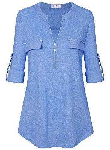 Bulotus Women's Striped 3/4 Sleeve V-Neck Blouse: $22.94