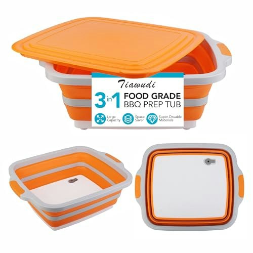 Tiawudi 4.22-Gallon Collapsible BBQ Prep Tub with Lid: $16.99 Tiawudi 4.22-Gallon Collapsible BBQ Prep Tub with Lid: $16.99