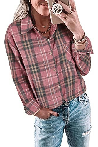 Wenrine Women's Long Sleeve Plaid Flannel Shirt: $18.98 Wenrine Women's Long Sleeve Plaid Flannel Shirt: $18.98