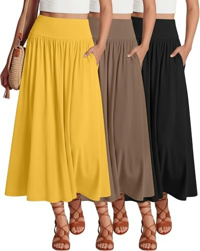 Ficerd Women's Maxi Long Skirt 3-Pack: $36.71 Ficerd Women's Maxi Long Skirt 3-Pack: $36.71