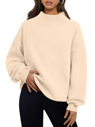 Trendy Queen Women's Mock Neck Oversized Pullover Sweatshirt: $27.19