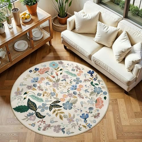 4x4ft Floral Round Area Rug: $33.24 4x4ft Floral Round Area Rug: $33.24