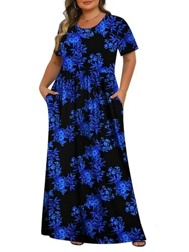 Tencede Women's Plus Size Maxi Dress with Pockets 5XL: $16.99