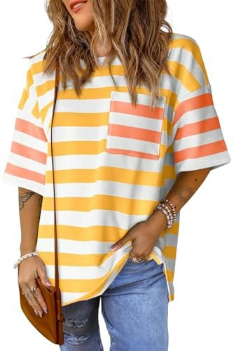 Tankaneo Women's Oversized Striped Color Block T-Shirt: $18.98 Tankaneo Women's Oversized Striped Color Block T-Shirt: $18.98