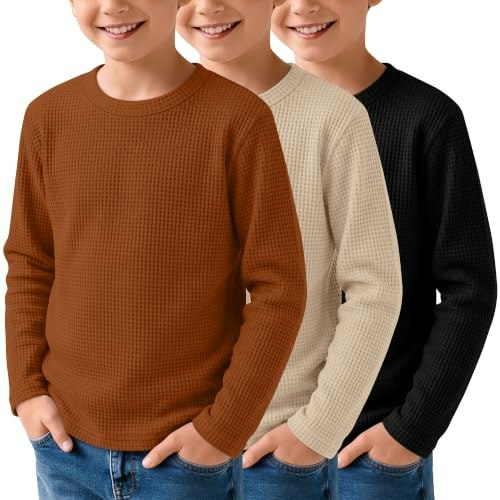 LessonZoo Boys Waffle Long Sleeve Shirts 3-Pack: $28.04 LessonZoo Boys Waffle Long Sleeve Shirts 3-Pack: $28.04