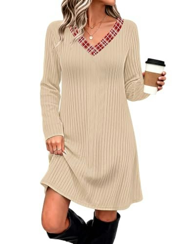 Ofeefan Women's Plaid Casual Fall Dress: $25.98 Ofeefan Women's Plaid Casual Fall Dress: $25.98
