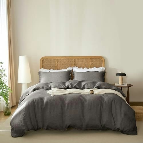 Talasily Queen French Linen Duvet Cover Set: $40.37