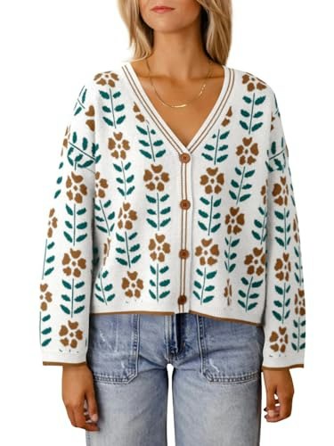 Saodimallsu Women's Floral V-Neck Button-Down Cardigan: $28.03 Saodimallsu Women's Floral V-Neck Button-Down Cardigan: $28.03